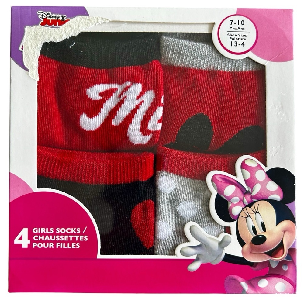 Girls Minnie Mouse Socks 4 Pack BNIB